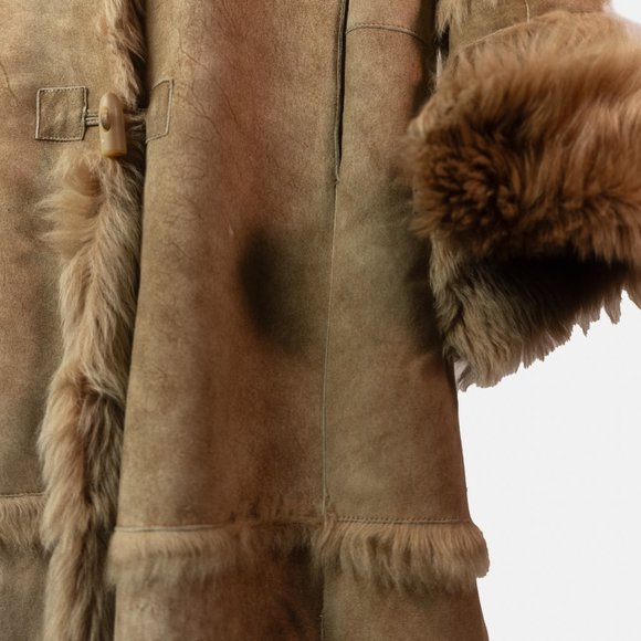 Shearling Full-Length Coat with turn-up sleeve cuffs - Picture 8 of 16